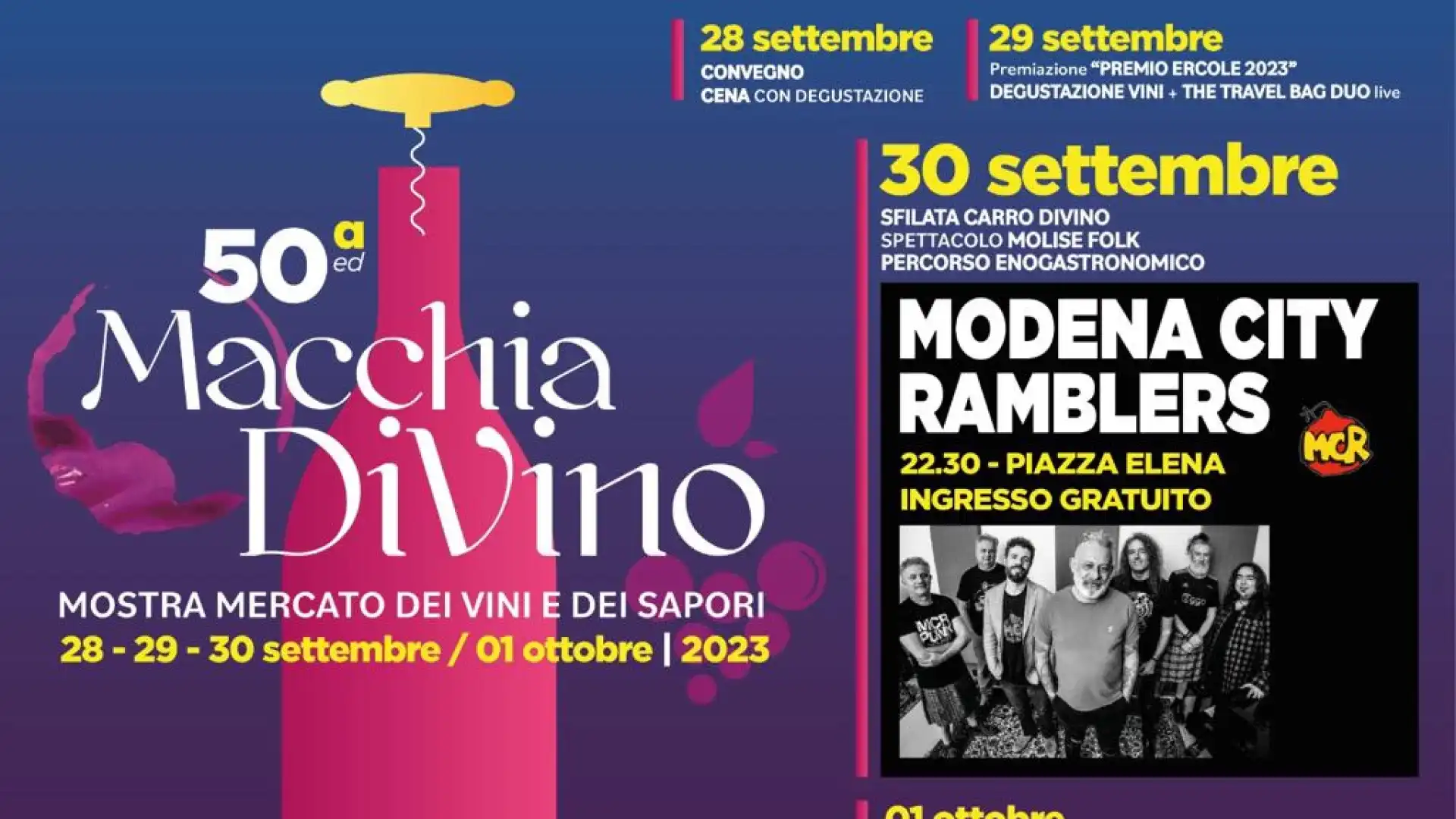 "Macchia DiVino: Un viaggio enogastronomico nel cuore del Molise". Appuntamento da non perdere dal 28 settembre al 1 ottobre a Macchia d’Isernia.